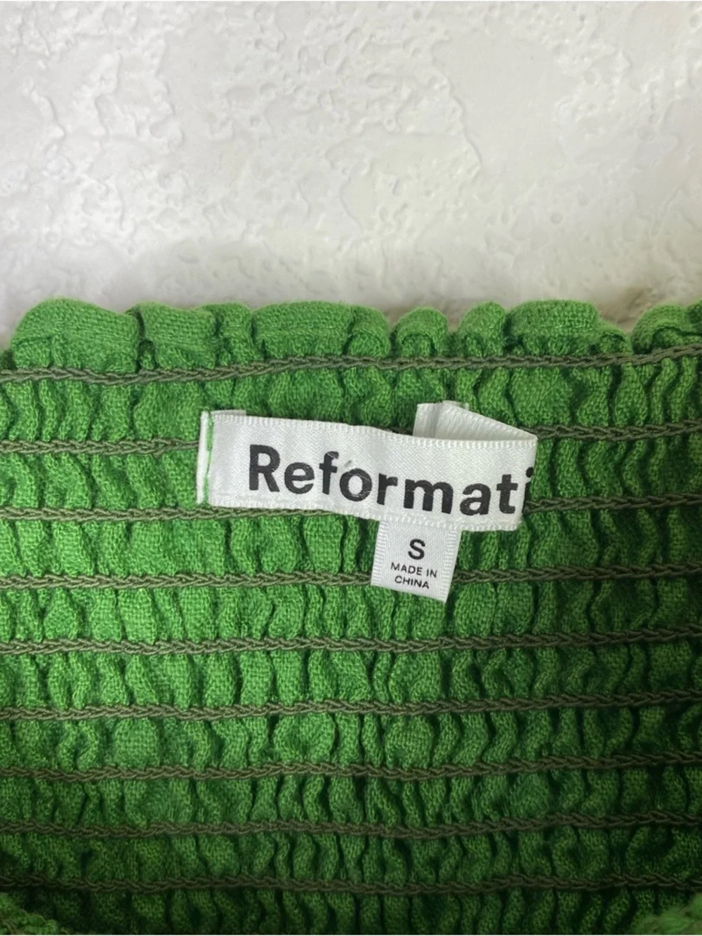 Reformation Green Greyson Shirred Linen Mini Dress - Picture 5 of 6